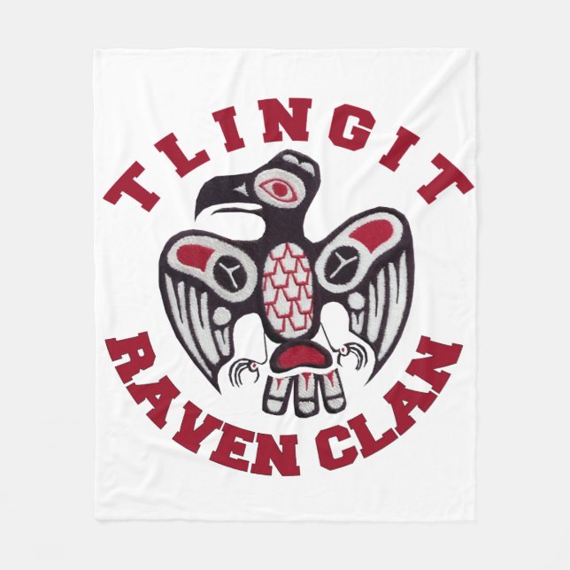 Tlingit Raven Clan 50"x60" Fleece Blanket (Front)