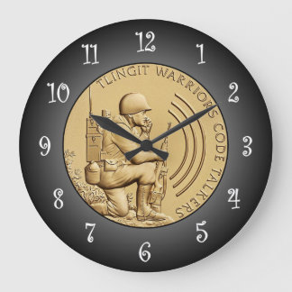 Tlingit Warriors Code Talkers Bronze Medal ~ Large Clock