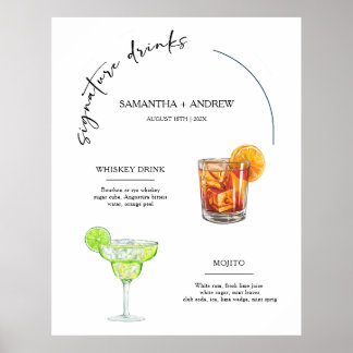 Tltgant Signature Drink Menu  Wedding Poster