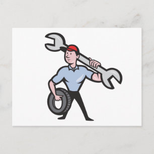 TMDTW TOUGH MECHANIC MAN WRENCH TIRE REPAIRS BUSIN POSTCARD
