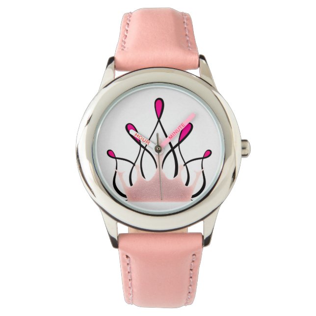 TMH COLLECTION - Pretty Pink Ribbon Watch _ Girls (Front)
