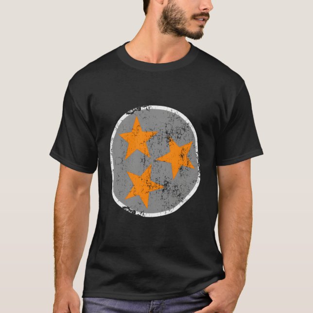 Tn Flag Distressed Grey Orange Tennessee State Fla T-Shirt (Front)