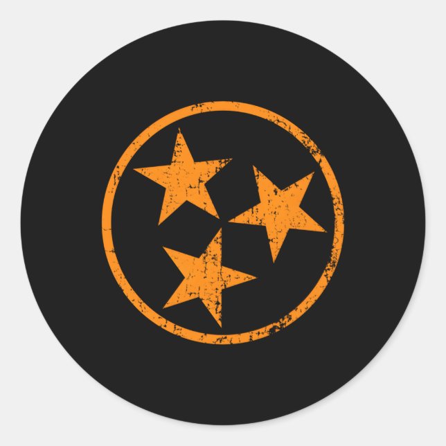Tn Flag Distressed Orange Tennessee State Flag Classic Round Sticker (Front)