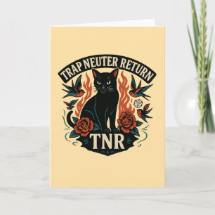 TNR Rockabilly Cat Vintage Tattoo Black Cat  Card