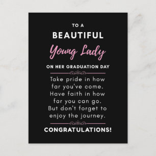 To A Beautiful Young Lady On Her Graduation Day Postcard