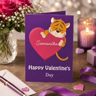 To a daughter on Valentine's Day Tiger Card