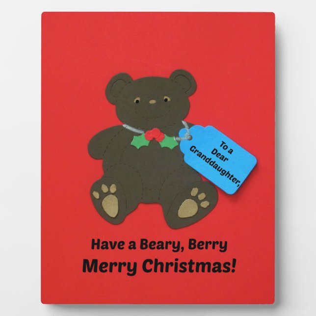 To a dear Granddaughter at Christmas Plaque (Front)