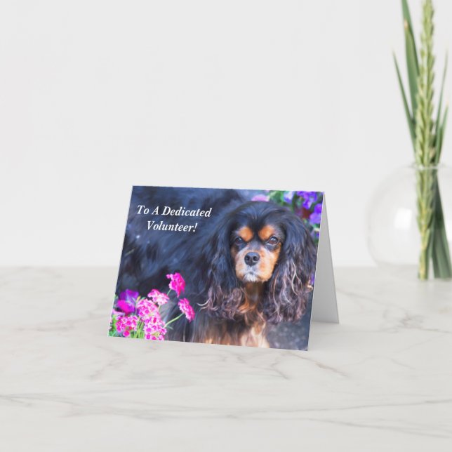 To A Dedicated Volunteer Dog With Flowers Card (Front)