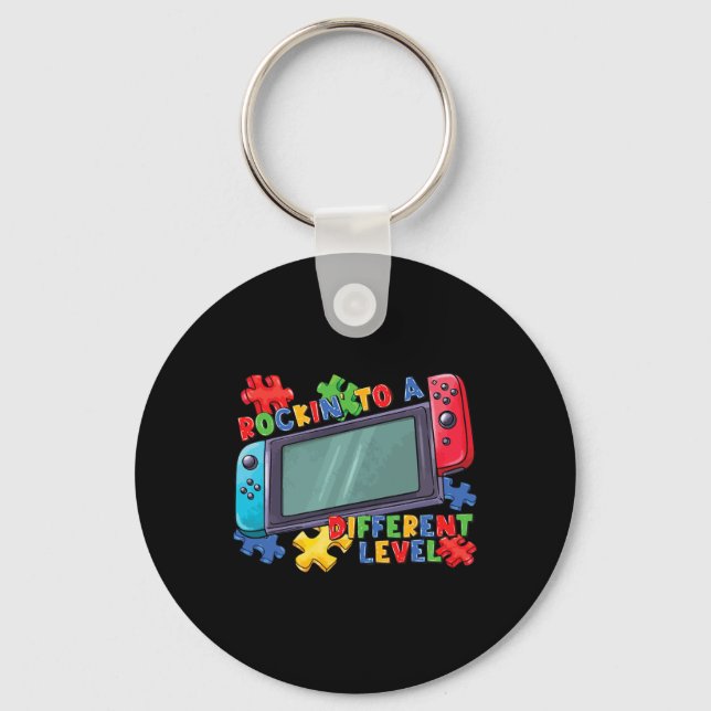 To A Different Level Gamer 2024 Video Game Autism  Key Ring (Front)