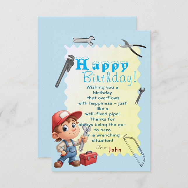 To a Plumber  Card (Front/Back)