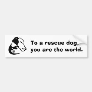 To a rescue dog, you are the world. bumper sticker