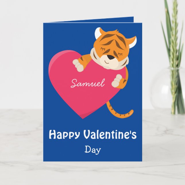 To a son on Valentine's Day Tiger Card (Front)