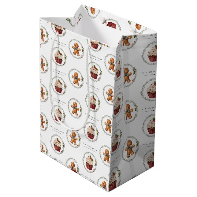 To a Strong Person Sober Support Christmas Medium Gift Bag (Back Angled)