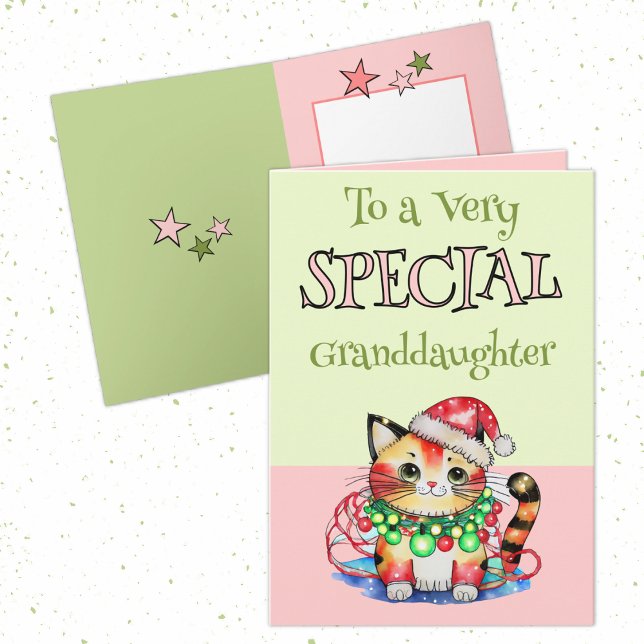 To a Very Special Granddaughter at Christmas pink Holiday Card (Creator Uploaded)