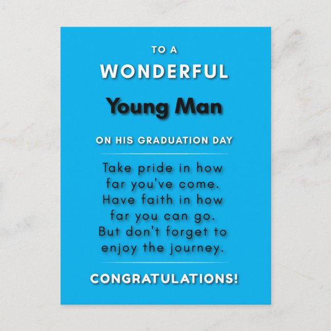 To A Wonderful Young Man On His Graduation Day 2  Postcard (Front)