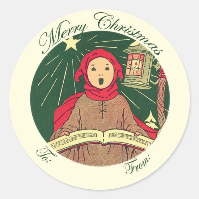 To and From Christmas Caroler Gift Tag Label (Front)