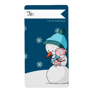 To and From Snowman and Pig Personalised Christmas