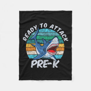 To Attack Pre-k Shark First Day Of Preschool  Fleece Blanket