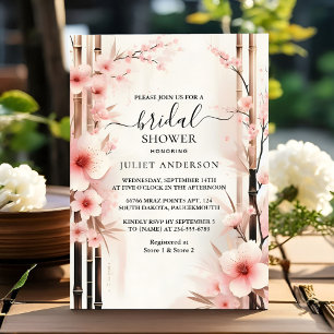To Bamboo Pink Sakura Cherry Blossom Bridal Shower Invitation