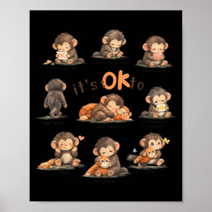 to Be Different Autism Awareness Baby Monkey Punch Poster
