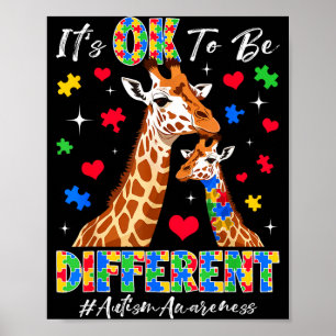 To be different autism awareness giraffe puzzles poster