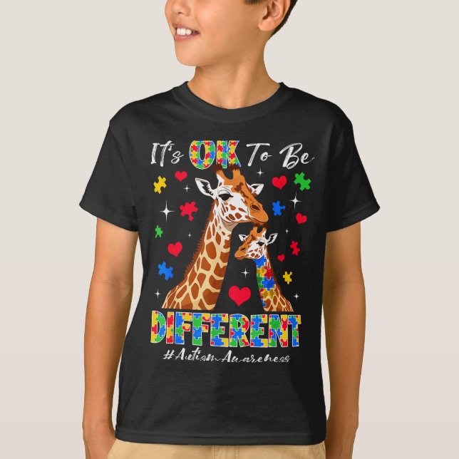 To be different autism awareness giraffe puzzles T-Shirt (Front)