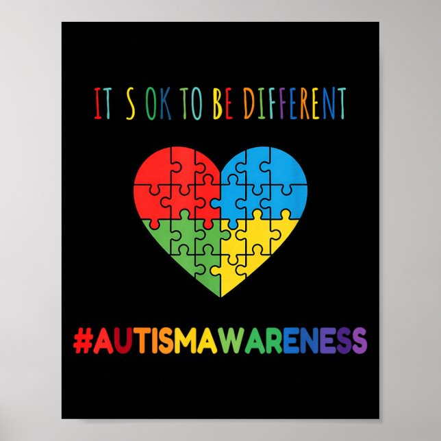 to be Different Autism Awareness Heart Puzzle Poster (Front)