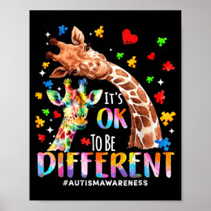 To be different autism mum mama cute giraff autism poster