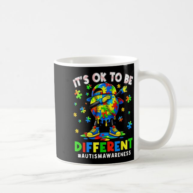to Be Different Baseball Dabbing Autism Awareness Coffee Mug (Right)