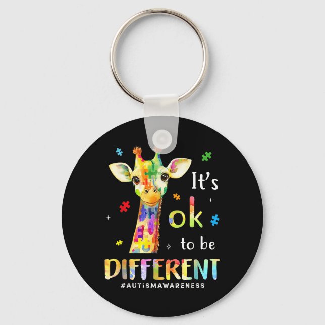 to Be Different Cute Giraffe Animal Autism Key Ring (Front)