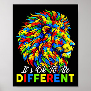 to Be Different Lion Autism Awareness Puzzle Kids Poster