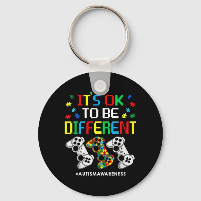 to Be Different Video Game Autism Awareness Boy Key Ring (Front)