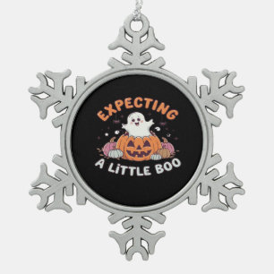 To Be Expecting Little Boo Snowflake Pewter Christmas Ornament