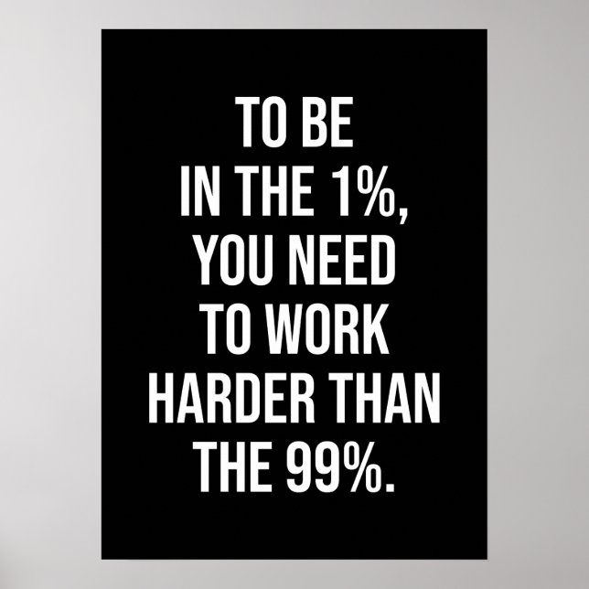 To Be In The One Percent - Success Motivational Poster (Front)