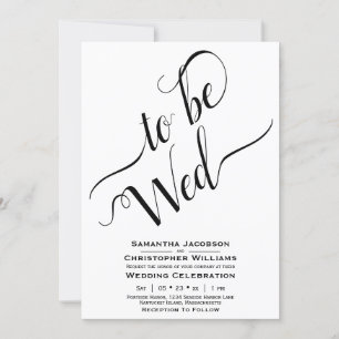 To Be Wed Elegant Calligraphy Simple White Wedding Invitation