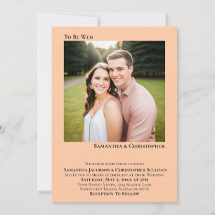 To Be Wed Minimalist Coral Peach Photo Wedding Invitation