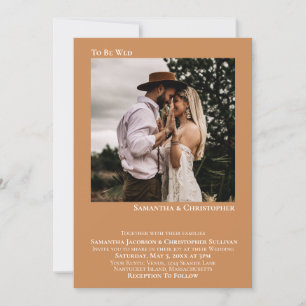 To Be Wed Minimalist Golden Tan Photo Wedding Invitation