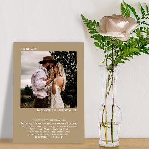 To Be Wed Minimalist Mocha Tan Photo Wedding Invitation