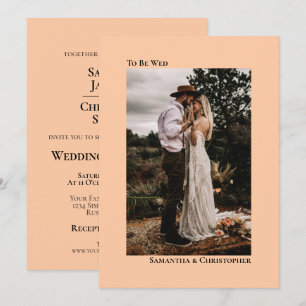 To Be Wed Minimalist Vertical Photo Peach Wedding Invitation