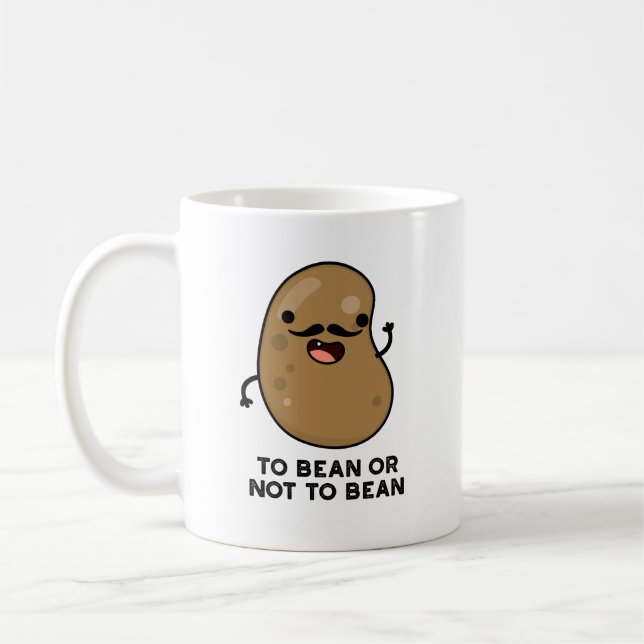 To Bean Or Not To Bean Shakespeare Pun Dark BG Coffee Mug (Left)