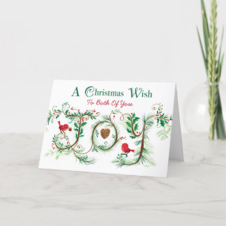 To Both Merry Christmas Joy Hand Lettered Card