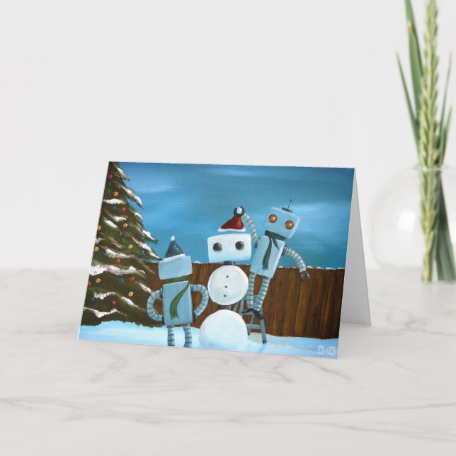 To Build A Snow-Bot Holiday Greeting Card (Front)