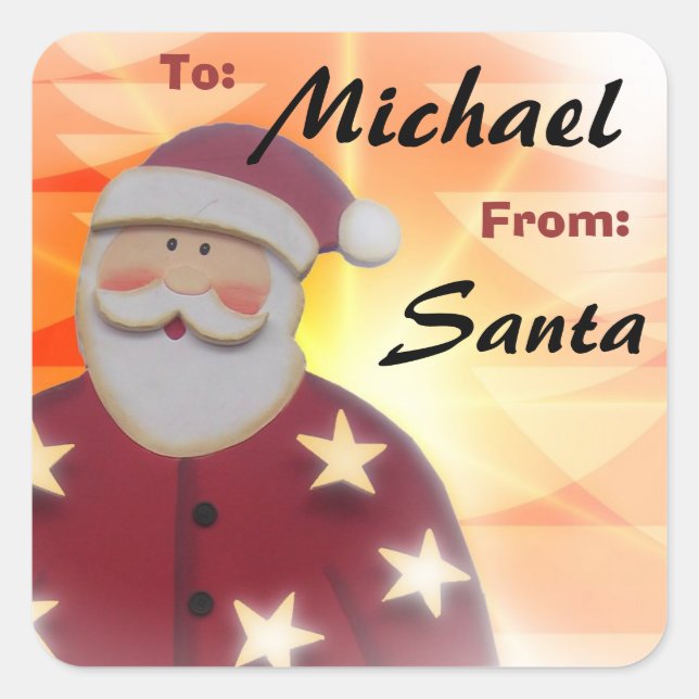 To Child From SANTA Gift Label Red and Gold v6A (Front)