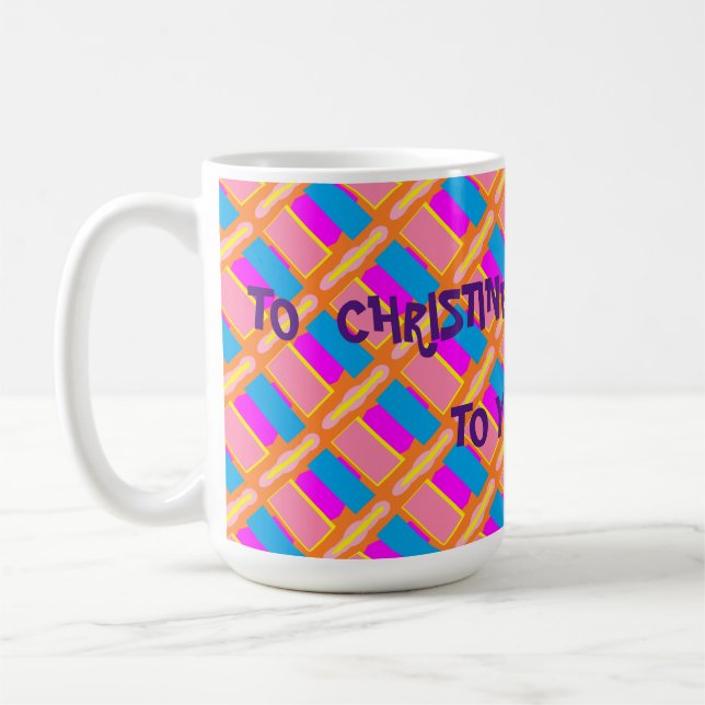 To Christine happy birthday to you pink yellow Coffee Mug (Left)