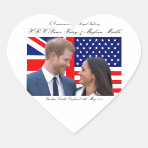 To Commemorate the Royal Wedding Harry and Meghan Heart Sticker