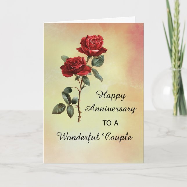 To Couple Wedding Anniversary Roses Card (Front)