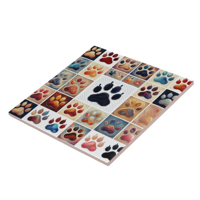 To create a vibrant mosaic piece of art paw print  tile (Side)