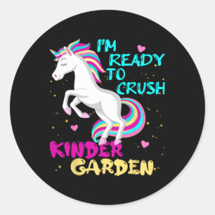 To Crush Kindergarten Unicorn First Day Of School Classic Round Sticker