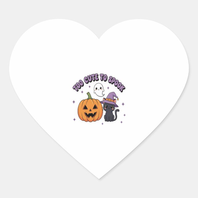 To Cute to Spook Halloween Heart Sticker (Front)