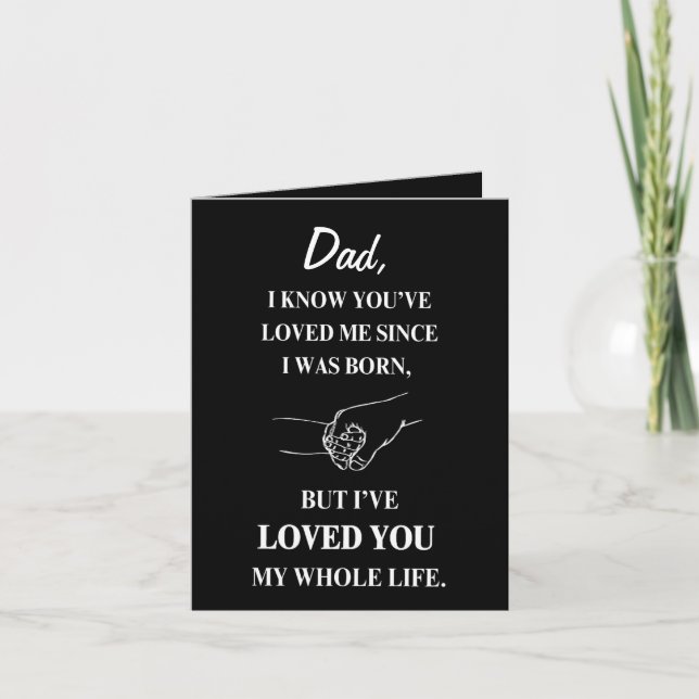 To Dad From Daughter or Son Black White Modern Holiday Card (Front)
